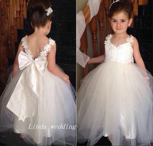 

2019 white flower girls' dresses popular a-line long weddings party girls pageant dresses first holy communion gown, White;blue