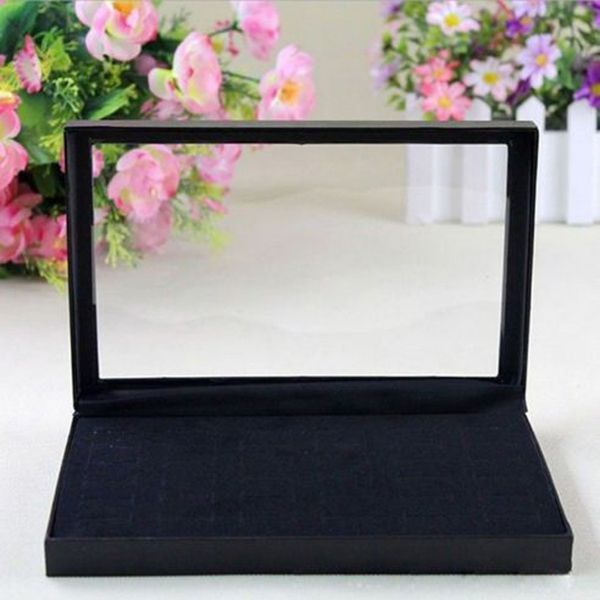 

wholesale-fancy jewelry box rings showcase display case box storage holder organiser color black ring-0106, Black;white