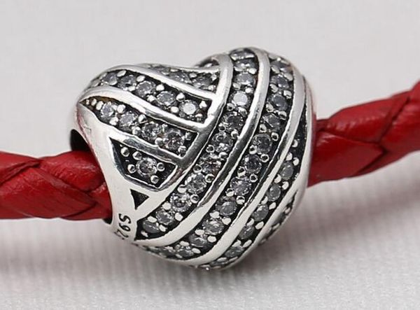 

2016 mother's day charms 925 sterling silver beads with cz love lines fits for pandora bracelets authentic original diy jewelry wholesa, Black