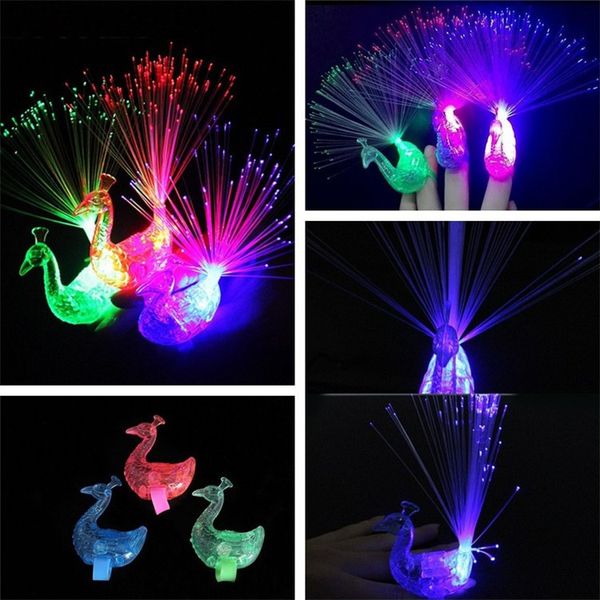 Hot vender luminoso creativo brinquedo anel de luz do flash pavão forma Dedo luminosos crianças brinquedo brinquedos IA892