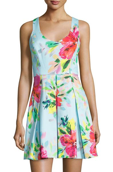 

floral flower print women a-line dress round neck casual dresses 030312, Black;gray