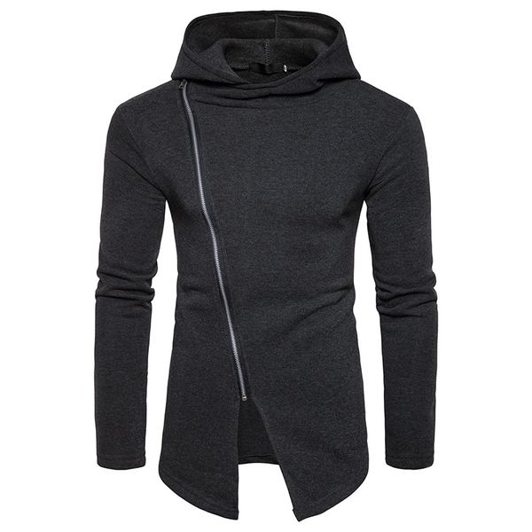 

Unregular Hip Hop Pure Color Cotton Men's Hooded Fleece Zipper Hoodie Sweatshirt Casual Hoodies Men Long Sleeve Mens Hoodie
