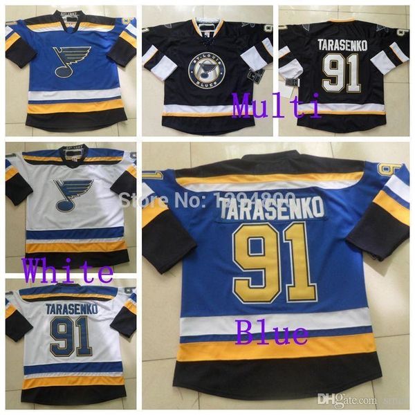 

factory outlet, new st. louis blues #91 vladimir tarasenko jersey home road away blue white ice hockey jerseys embroider logos, Black;red
