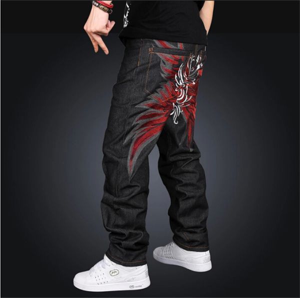 

wholesale-2016 latest design new boy's baggy jeans mens hip hop loose trousers big size rap pants for rapper's waist size 30-42, Blue
