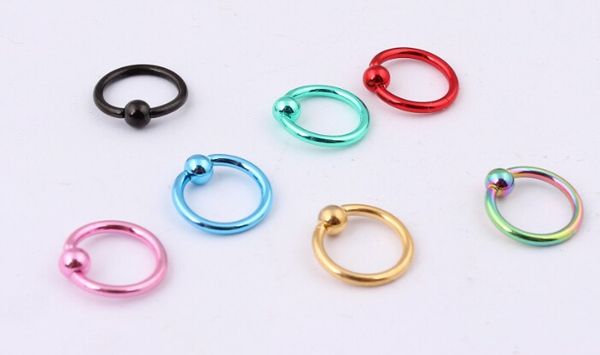 

wholesale-op-mix color 50pcs 16g titanium anodized captive bead ring eyebrow nipple labret lip nose ring piercing body jewelry ing, Silver