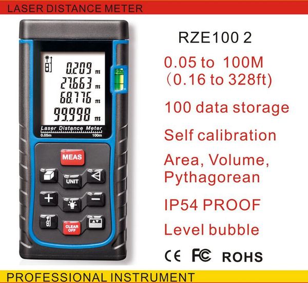 

wholesale-100m(328ft) e100 -5 laser distance meter with bubble level rangefinder range finder tape measure wholesale oem
