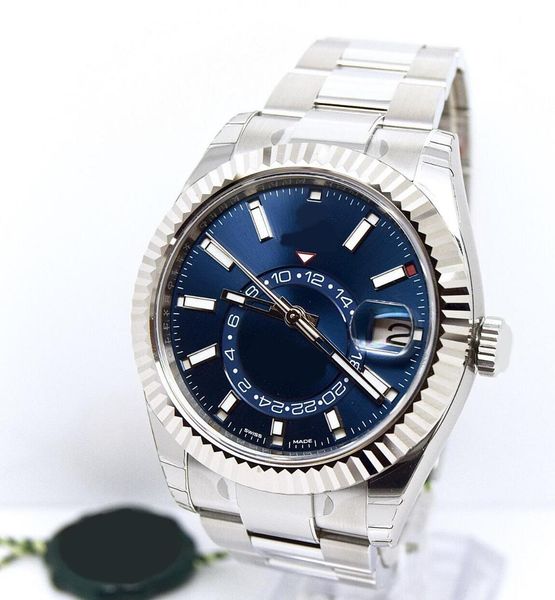 

New Top High Quality Wrist watc Men's Sky-Dweller 326934 42 MM Blue Dial Stainless Steel Automatic Mechanical Mens Watch Watche