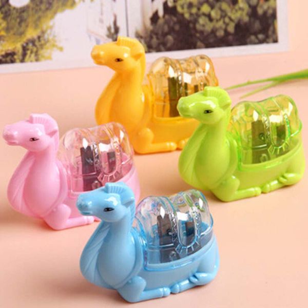 

10 pcs/lot cute animal plastic pencil sharpener double holes sharpener stationery material escolar