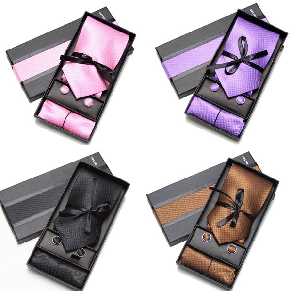 

tie & cufflinks & hanky neckties men's ties sets cufflinks neck tie set men's tie hanky cuff link, Black;blue