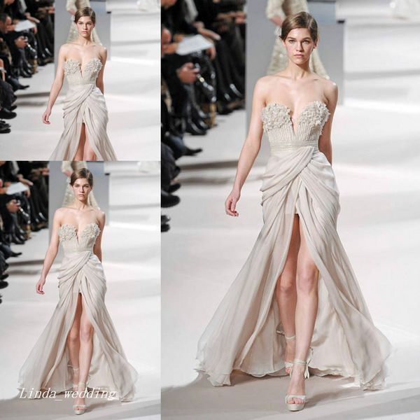 Haute Couture Prom Dress Elie Saab até o chão Longo Chiffon ocasião especial vestido Runway vestido de festa vestido