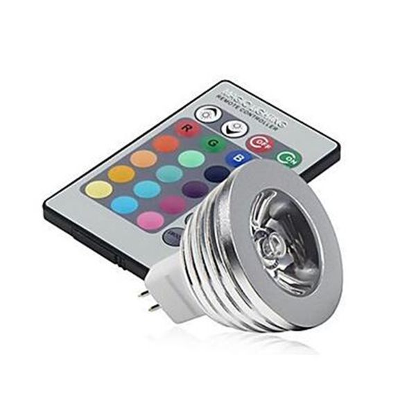 MR16 RGB LED Spotlight 12V Cores que mudam 3W LED Bulbo Lâmpada com 24 Tecla IR Controle Remoto Frete Grátis