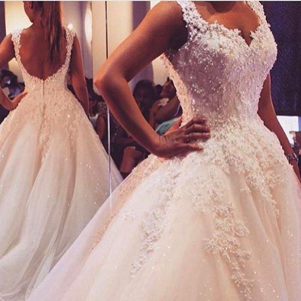 

2019 new white ivory cap sleeve lace wedding dresses applique beaded court train a-line backless bridal gowns custom made w2101