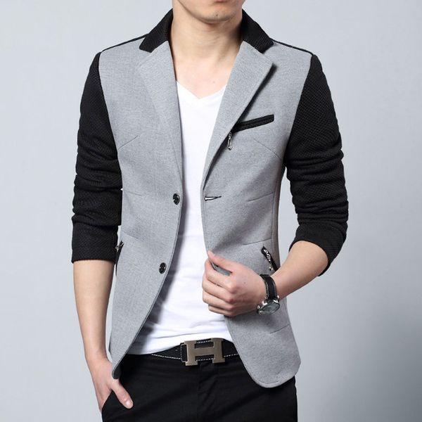 

New Arrival 2017 Fashion Casual Cotton Slim Fit Korean Suit Blaser Masculino Male Jacket Men Blazer Designs Gray Size M-3XL
