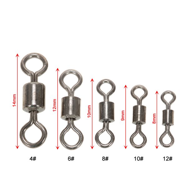 

lixada 500pcs fishing swivels american rolling swivel solid rings fishing hook connector accessories 4 #6 #8 #10 #12 #