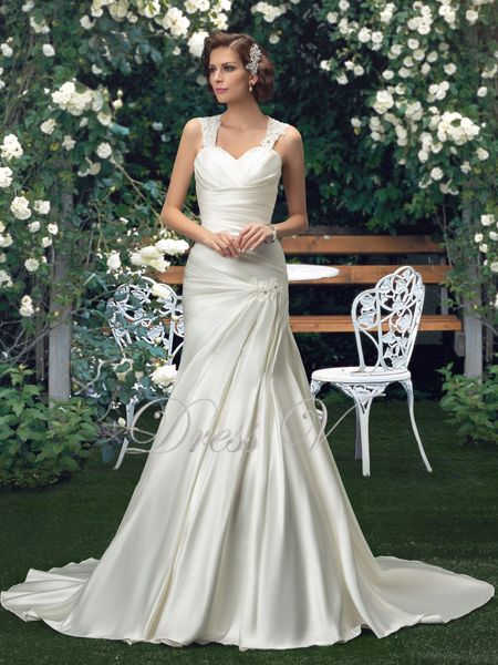 

Plus size Wedding Dresses 2018 Beaded Straps Sweetheart Ruched Trumpet Spaghetti Straps Open Back Wedding Dress with Train free shipping