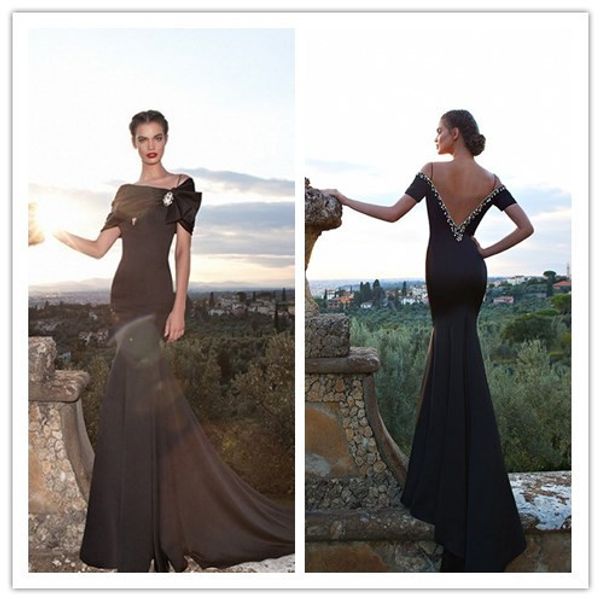 

2019 Bolero Cap Sleeves Backless Prom Dresses Short Sleeve Crystal Mermaid Evening Dresses Long Prom Dresses Robe de soiree Custom Made