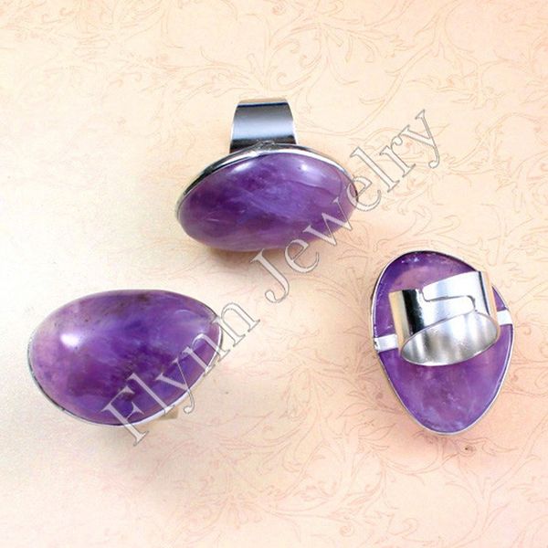 

natural stone crystal ring water drop rings mens jewelry charms adjustable amethyst opal etc accessories silver plated fashion jewelry, Golden;silver