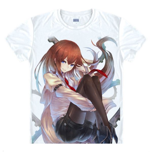 

anime shirt steins gate t-shirts multi-style short makise kurisu shiina mayuri cosplay motivs vintage printed shirts tee-style132-no06, White;black