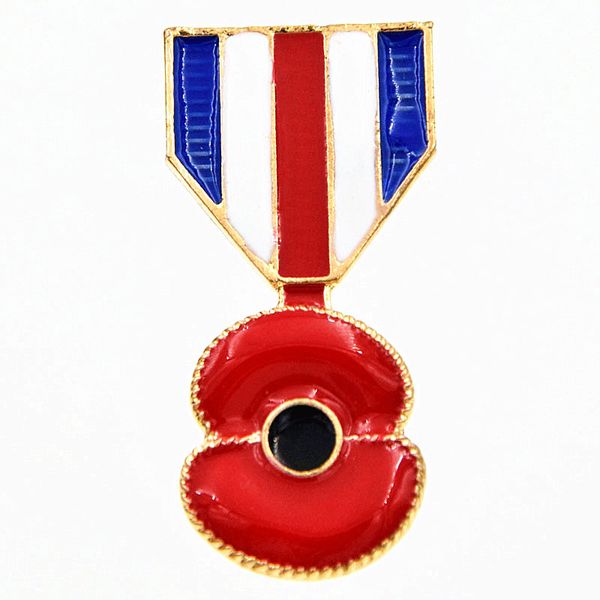 Gold Bated Broche de Flor de Poppy Flor British British Legion Britis