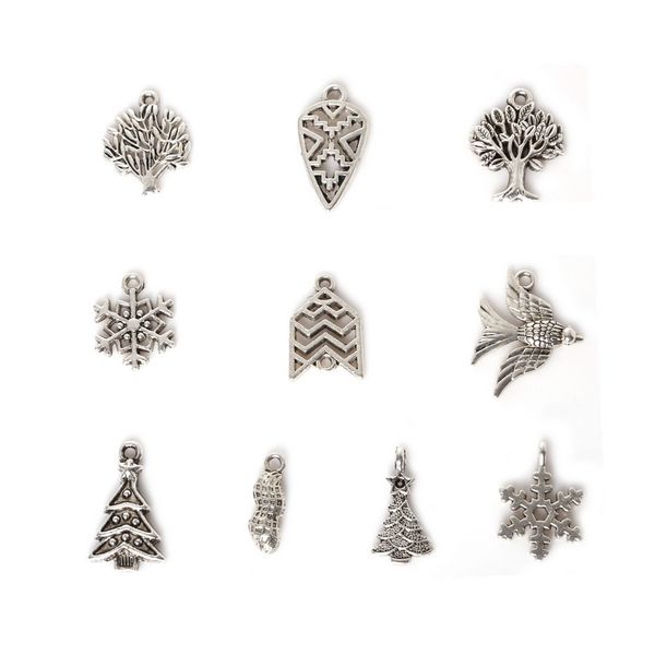 

wholesale 95pcs mixed antique silver plated zinc alloy christmas tree swallow charms pendants diy metal jewelry findings jewe, Bronze;silver