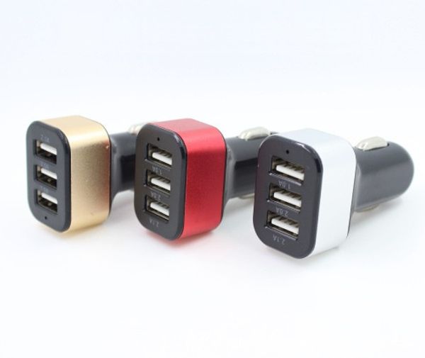 Universal 3 portas usb carregador de carro de viagem do telefone adaptador auto 3.1a carregamento para iphone 5 6 6 s samsung galaxy note 4 5 s7 s6 htc lg sony huawei