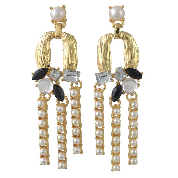 Idealway 4colors Fashion Gold Metal Pearl Rhinestone Orecchini per goccia per le donne Gioielli per feste di nozze