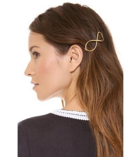 

hair clips fashion women brief gold plated geometric infinity alloy barrettes hair jewelry wholesale shr340, Golden;silver