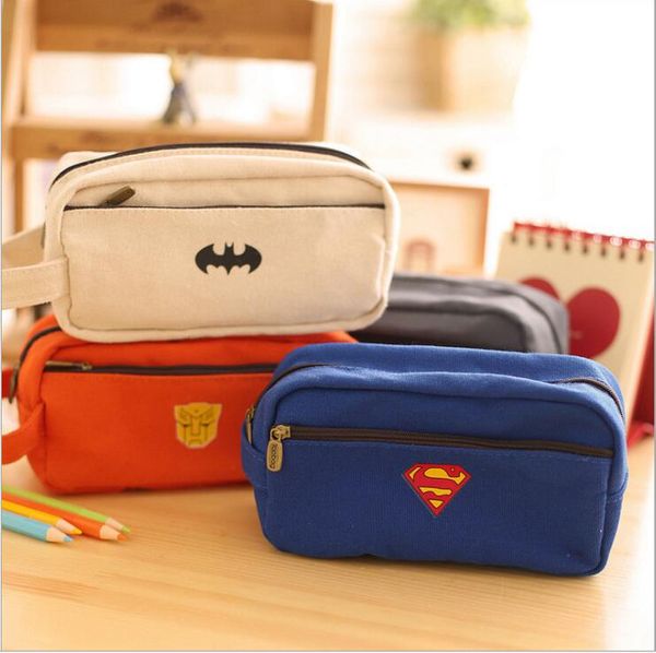 

wholesale-korea cute hero series large capacity pencil case multifunction stationery bag pencil box student prizes 0096