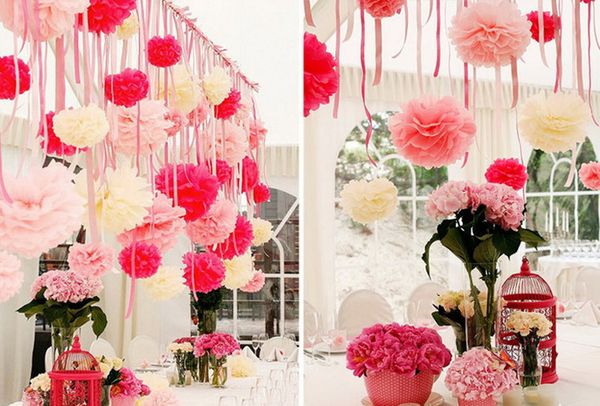 2020 Paper Pompoms Tissue Paper Pom Poms Wedding Party Baby Living