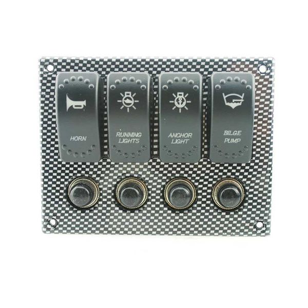 

4 gang led rocker switch panel circuit breakers car boat marine waterproof