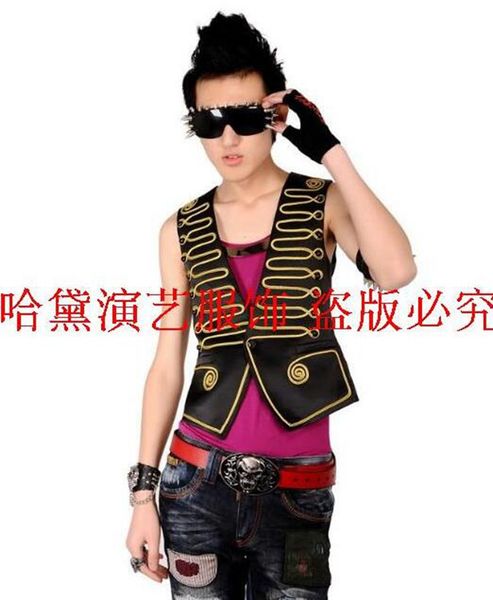 

men's fashion han edition character costumes nightclub singer star stage performance clothing sequins ma3 jia3 coat/s - 4 xl, Black;red