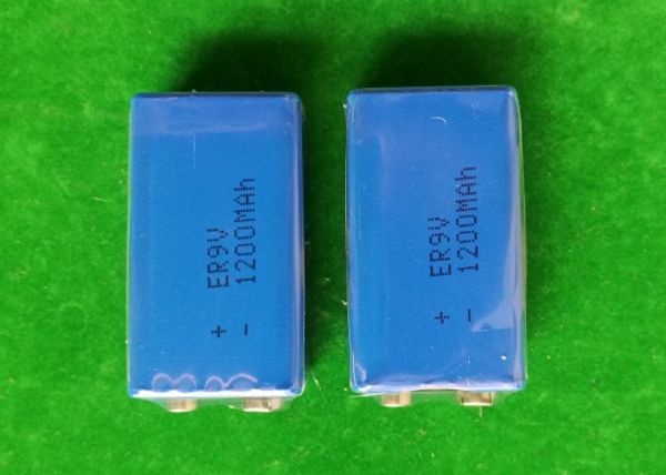100 pçs / lote ER9V bateria de lítio ER 9 V 1200 mAh células de bloco para detectores de fumaça