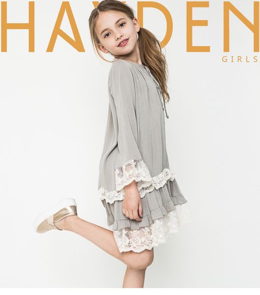 

lace stitching children dress new autumn style baby girls dress cute long sleeve dress europe and america lovely princess dress wholesale, Red;yellow