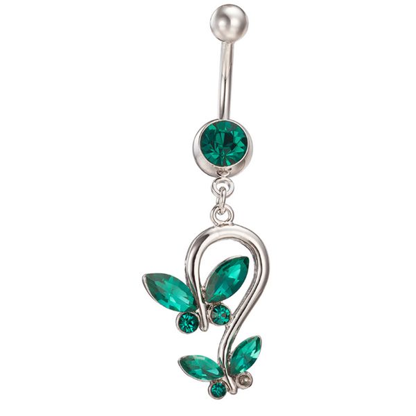 Le donne di nuovo stile sexy estate gioielli per il corpo CZ rosso / blu / verde farfalla anelli per l'ombelico bar piercing all'ombelico anello gioielli per le ragazze donne