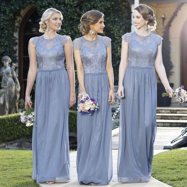 

2017 elegant lace cap halter sleeve tulle charming small round neck formal a line bridesmaid floor length evening prom dresses, White;pink