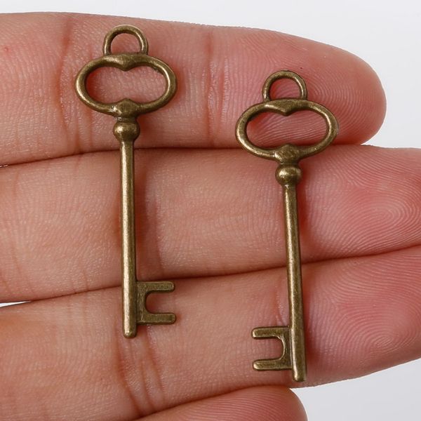 

2pcs 40x13mm antique bronze metal pendant key charms jewelry findings accessories for diy jewelry making diy, Bronze;silver