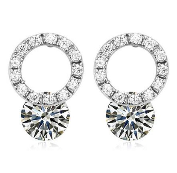 

earrings for women fashion exquisite 18k gold plated zircon circles stud earrings jewelry wholesale ter052, Golden;silver
