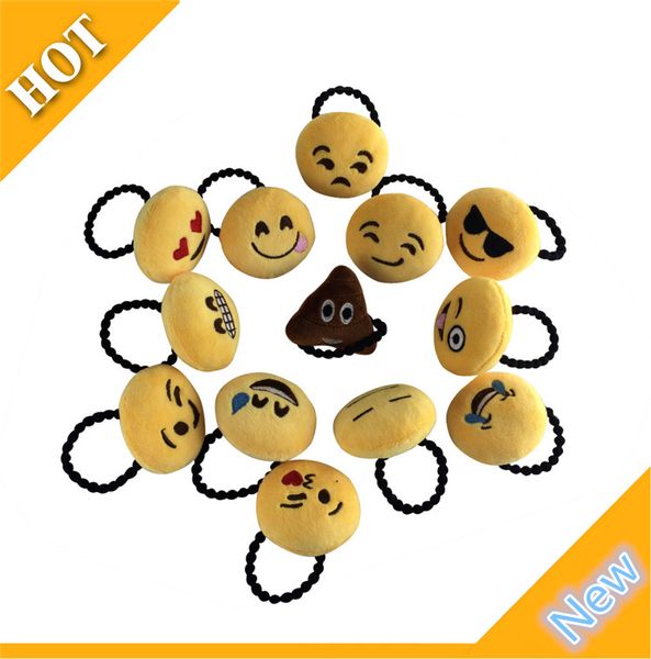 

new emoji hair rope hairbands yello cute lovely qq emotion hairband tie ring pin hairpin girl women hair clasp stick christmas gift 2753, Slivery;white