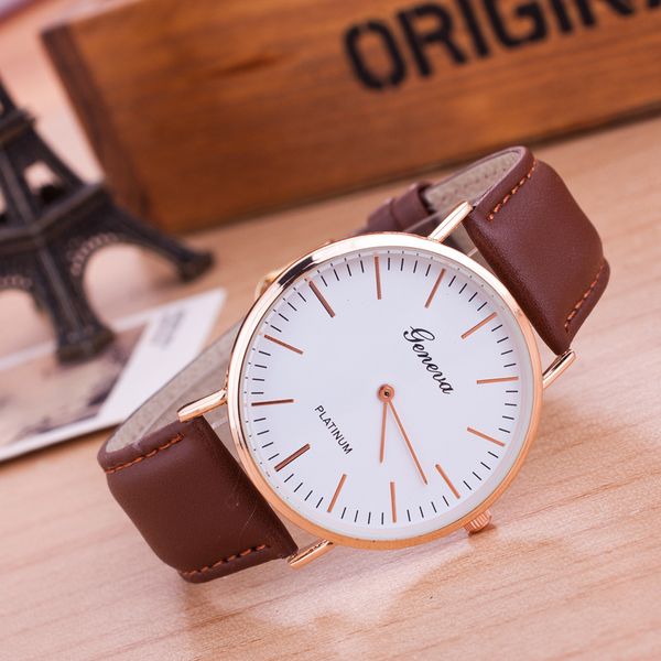 

женева ђниек женкие а мђжкие а пѬоой клаиекий кожанй montre аналог, Slivery;brown