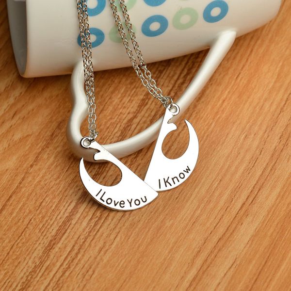 

rebel alliance lapel pin rebel badge emblem pendant i love you i know lover's couple necklace movie jewellery, Silver