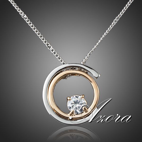 

wholesale-azora classic platinum plated white stellux austrian crystal pendant necklace tn0075, Silver