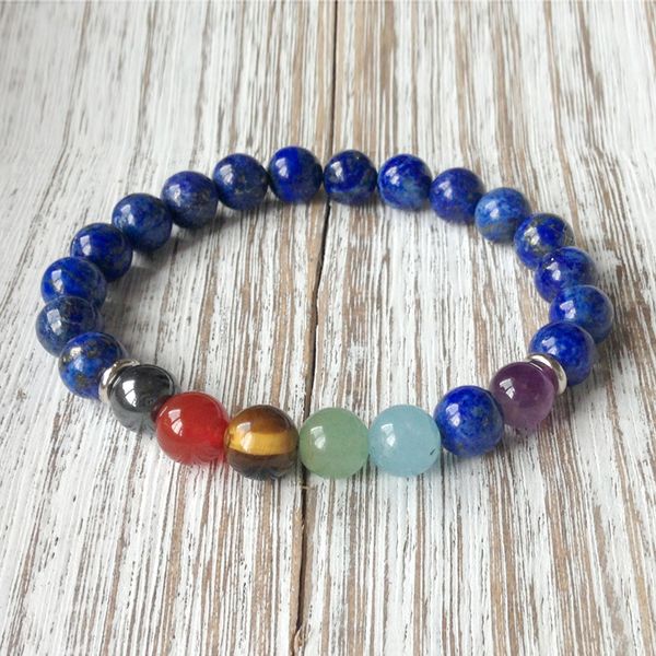 

sn1040 third eye chakra bracelet designer men`s lapis lazuli jewelry tiger eye chakra bracelet wholesale, Black
