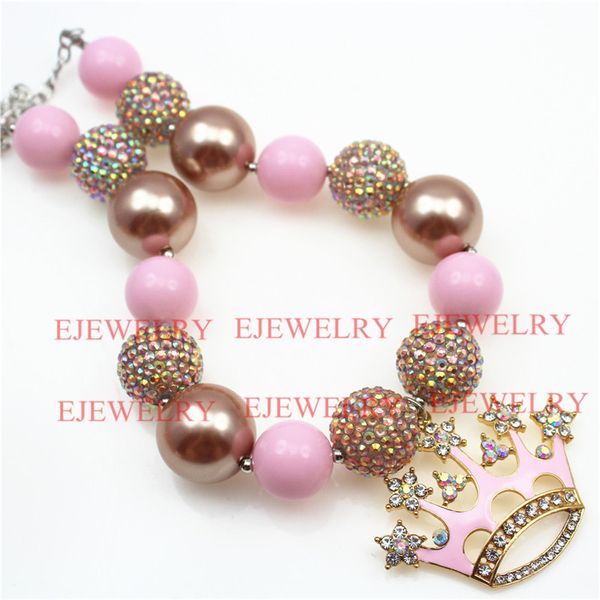 

alloy pink crown acrylic beads gold ab color rhinestone beads chunky kids necklace girl chunky necklace&bracelet setcb803, Silver