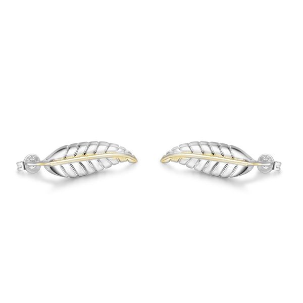 

925 sterling silver leaf stud earrings for women, Golden;silver