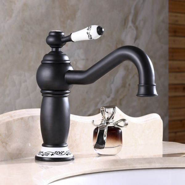 

antique vessel ceramic valve single handle one hole with oil-rubbed bronze and ceramics decorate bathroom sink faucet