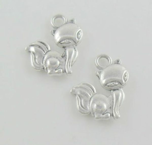 Atacado 200 pcs Tibetano Prata Fox Encantos Pingente Para Pulseira 15x14mm Navio Livre