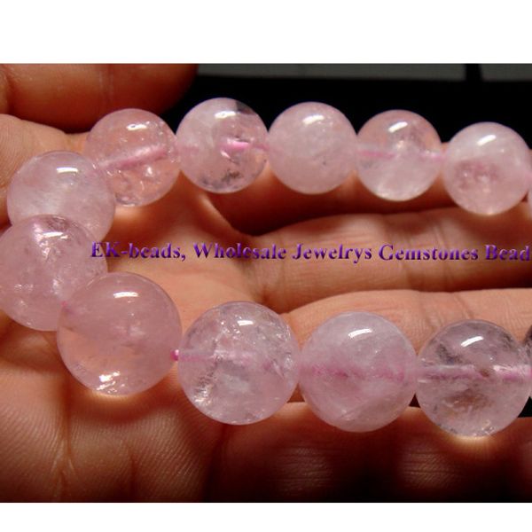 

discount wholesale natural genuine caesium beryl morganite pink aquamarine bracelet round loose beads 14mm gemstone 01713, Black