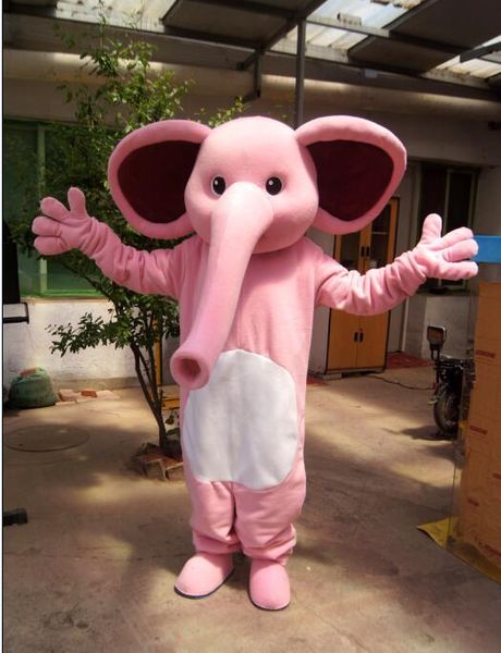 

real pictures pink elephant mascot costume size ing, Red;yellow