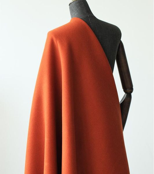 

orange double-sided european american high-end elegant fashion womens stripe wool fabrics for cloth overcoat cashmere skirt wool fabric b171, Black;white