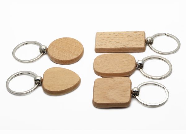

25x blank wooden key chain personalized wood keychains rectangle,squre,round and heart sharped four size to choose kw01x drop shipping, Silver